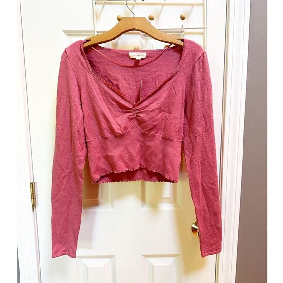 NWT LA hearts Lacey day sweater top in mauve - Picture 3 of 4